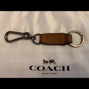 Coach saddle leather key fob with gift bag